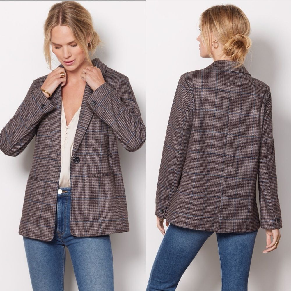 Evereve Sanctuary Daily Oxford Plaid Blazer XS
